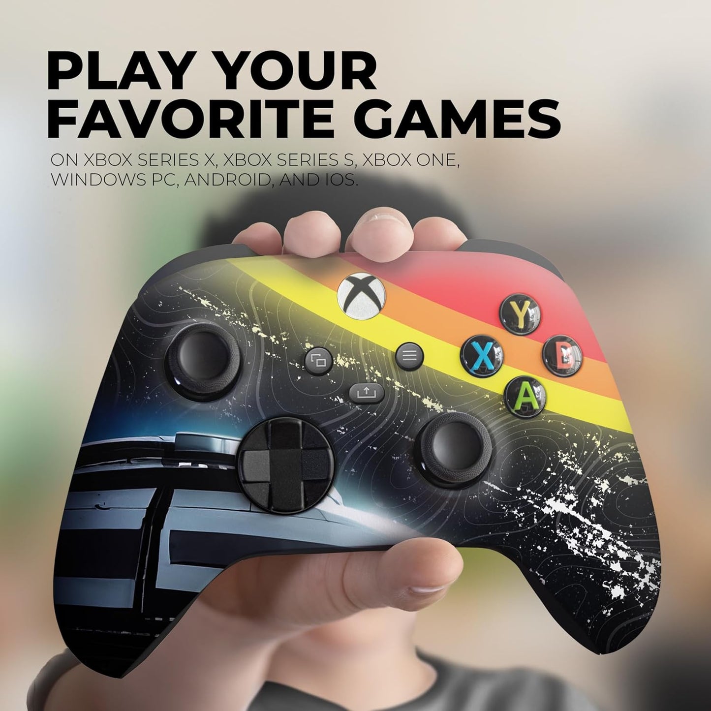 DreamController Cosmic Voyagger Custom X-box Controller Wireless compatible with X-box One/Series X/S Proudly Customized in USA I Permanent HYDRODIP Print(NOT JUST A SKIN)(MODDED)