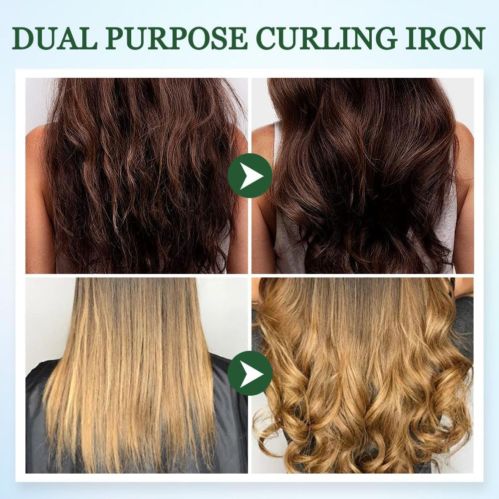 2025 New Mini Dual-Purpose Curling Iron, 2-in-1 Curling Wand Flat Iron Hair Straightener, Travel Curling Iron for All Hair Types (Black)