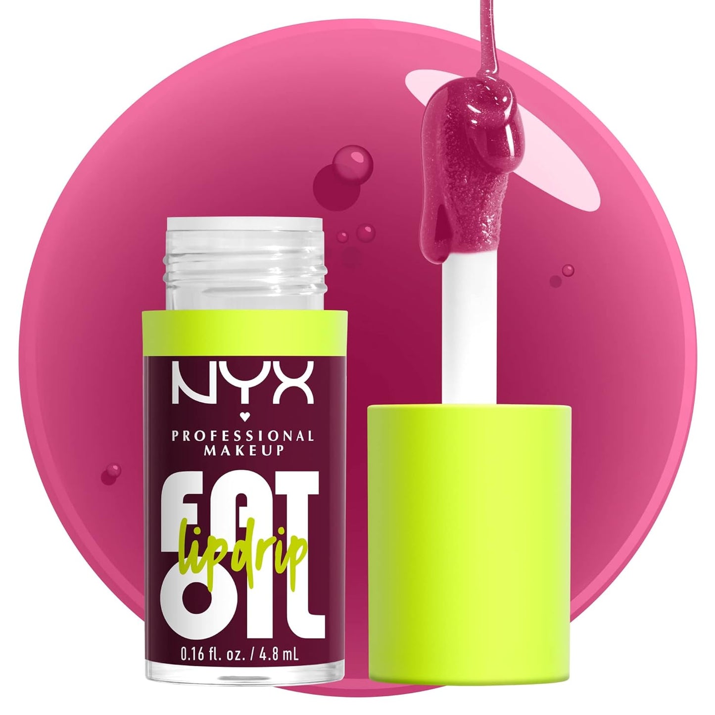 NYX PROFESSIONAL MAKEUP Fat Oil Lip Drip, Moisturizing Lip Oil Gloss, Vegan Tinted Formula, Up to 12 HR Hydration - That's Chic (Deep Berry)