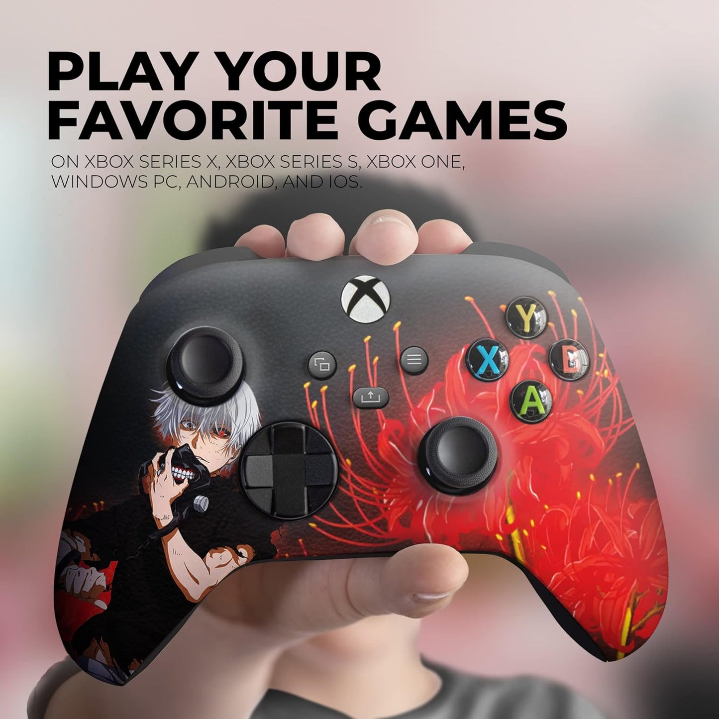 DreamController Tokyyo Ghoul Custom X-box Controller Wireless compatible with X-box One/Series X/S Proudly Customized in USA with Permanent HYDRO-DIP Printing(NOT JUST A SKIN) (MODDED)