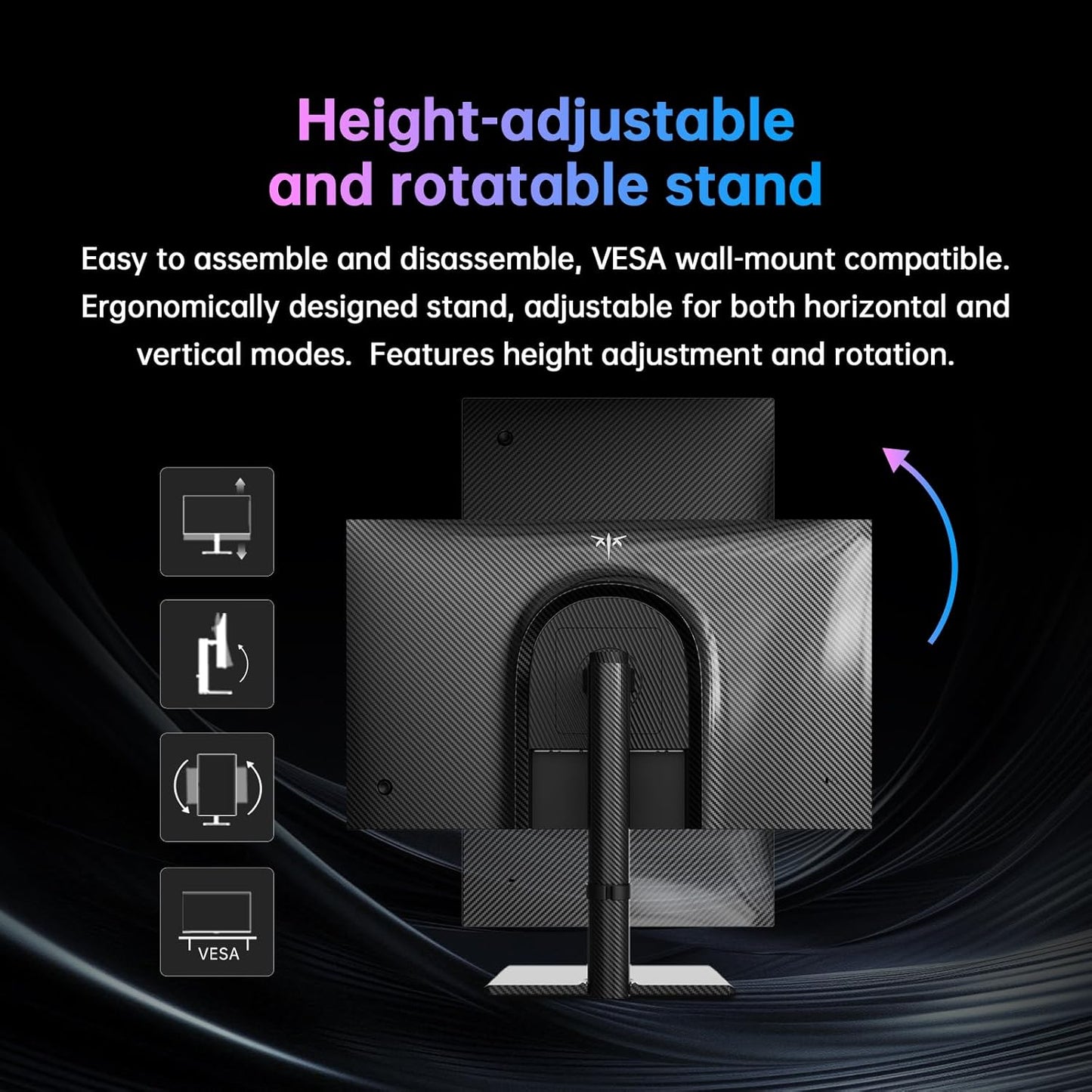 KTC 27 Inch 4K Gaming Monitor, UHD 3840x2160 160Hz Compute Monitor, Fast IPS Panel, Adaptive Sync, HDMI DisplayPort, HDR400, Height Pivot Swivel Tilt Adjustable Vertical Monitor, U27T6