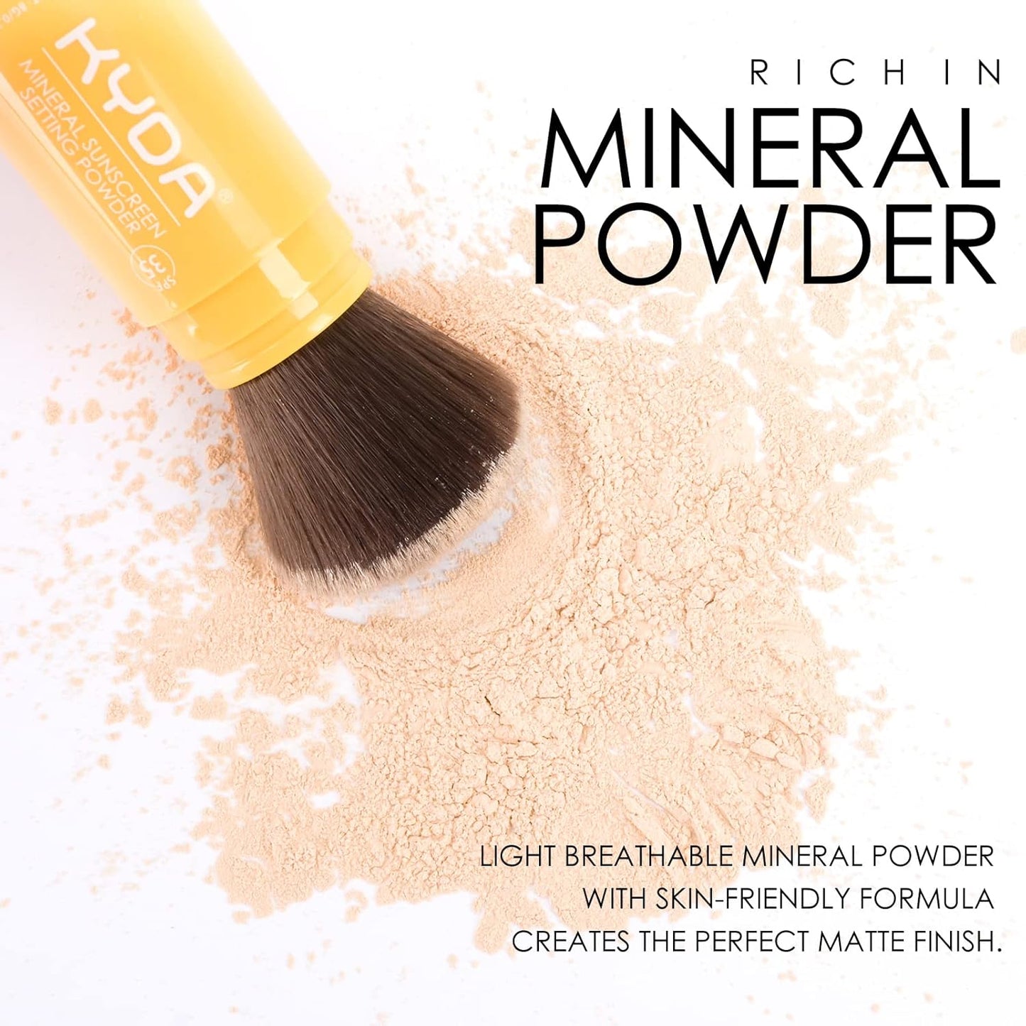 KYDA 2 Pcs Mineral Sunscreen Setting Powder, SPF 35, Translucent, Mineral Brush Powder, Oil Control Natural Matte Finish, Lasting Lightweight Breathable, All Skin, by Ownest Beauty