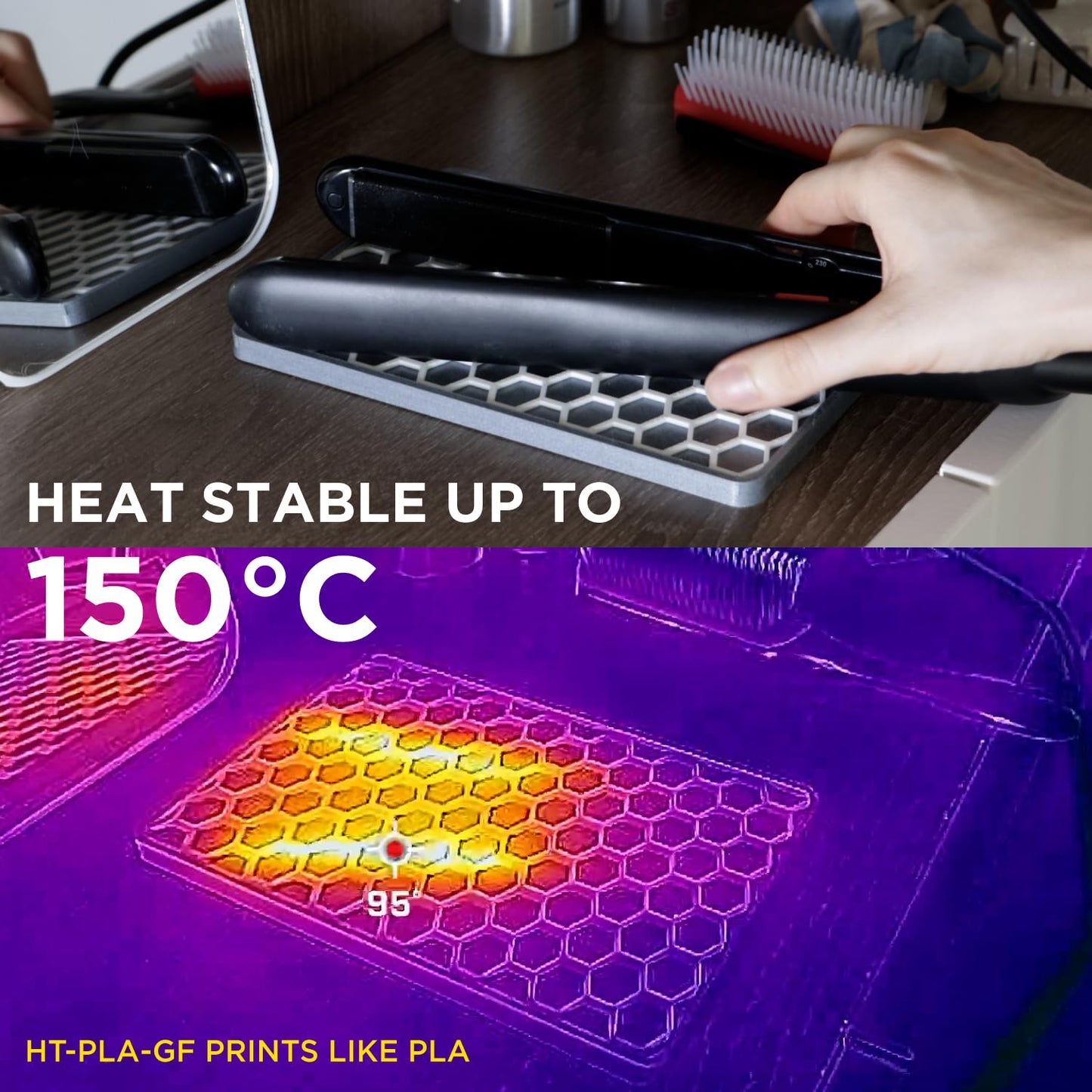 Polymaker HT-PLA-GF Filament 1.75mm White, High Temp PLA for 3D Printing, Heat Resistant to 150°C, Easy to Print, Easy to Anneal, Works with Most FDM Printers, 1kg Spool