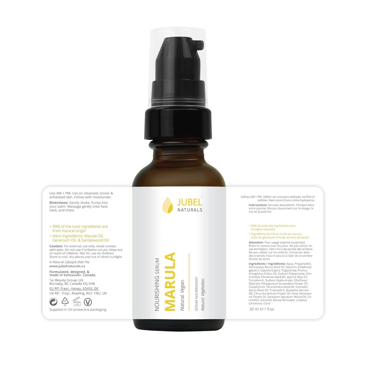 Face Serum Marula With Vegan Hyaluronic Acid, Visibly Targets Signs Of Aging, Fast Absorbing, Vegan, Cruelty Free, 100% Natural Skin Care, 1 fl.oz