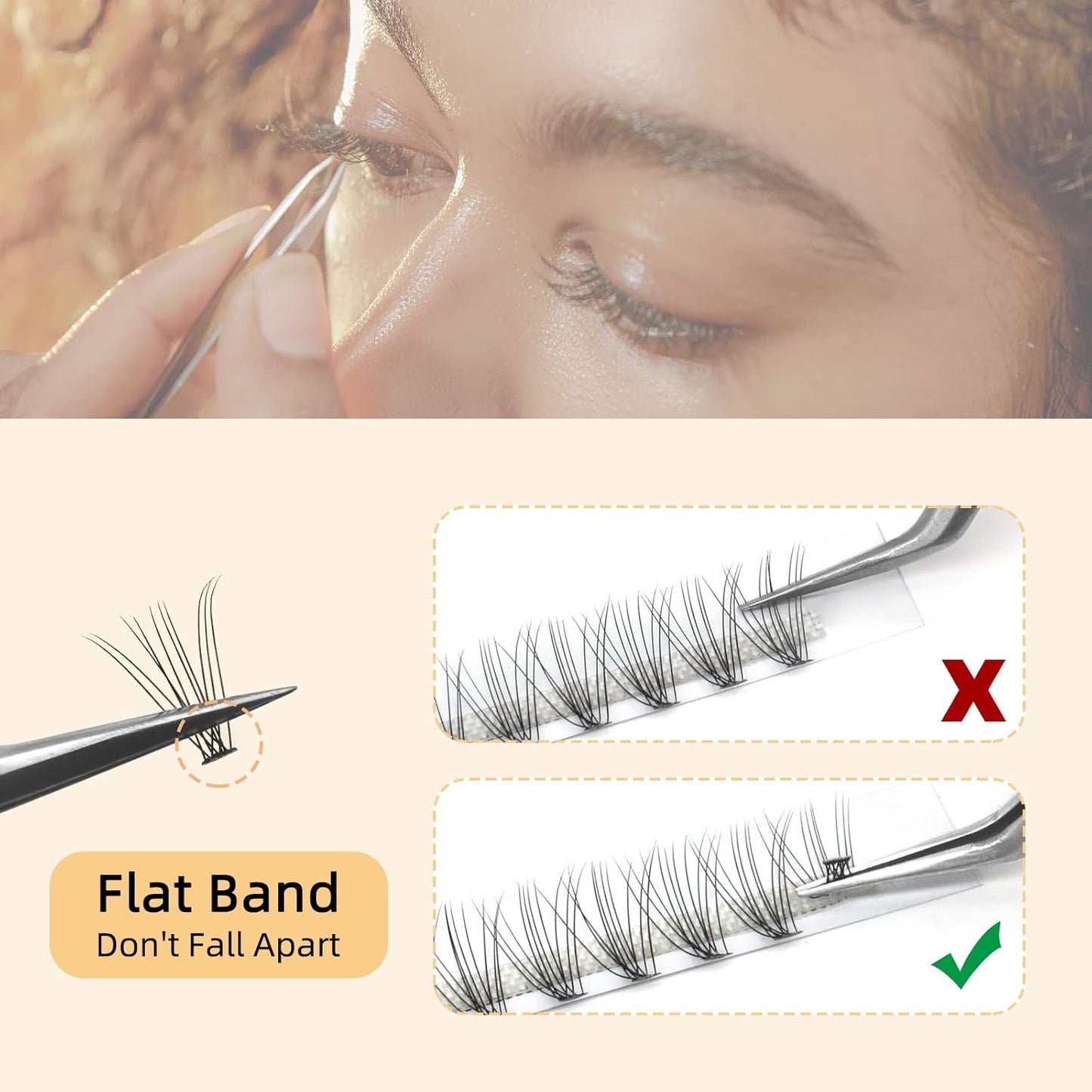QUEWEL Cluster Lashes 240Pcs Individual Lashes 10D 0.10D Curl 11mm Knot-Free Lash Extensions Clusters Lashes Soft&Natural False Eyelashes Individual DIY Eyelash Extension at Home(10D 0.10D 11)