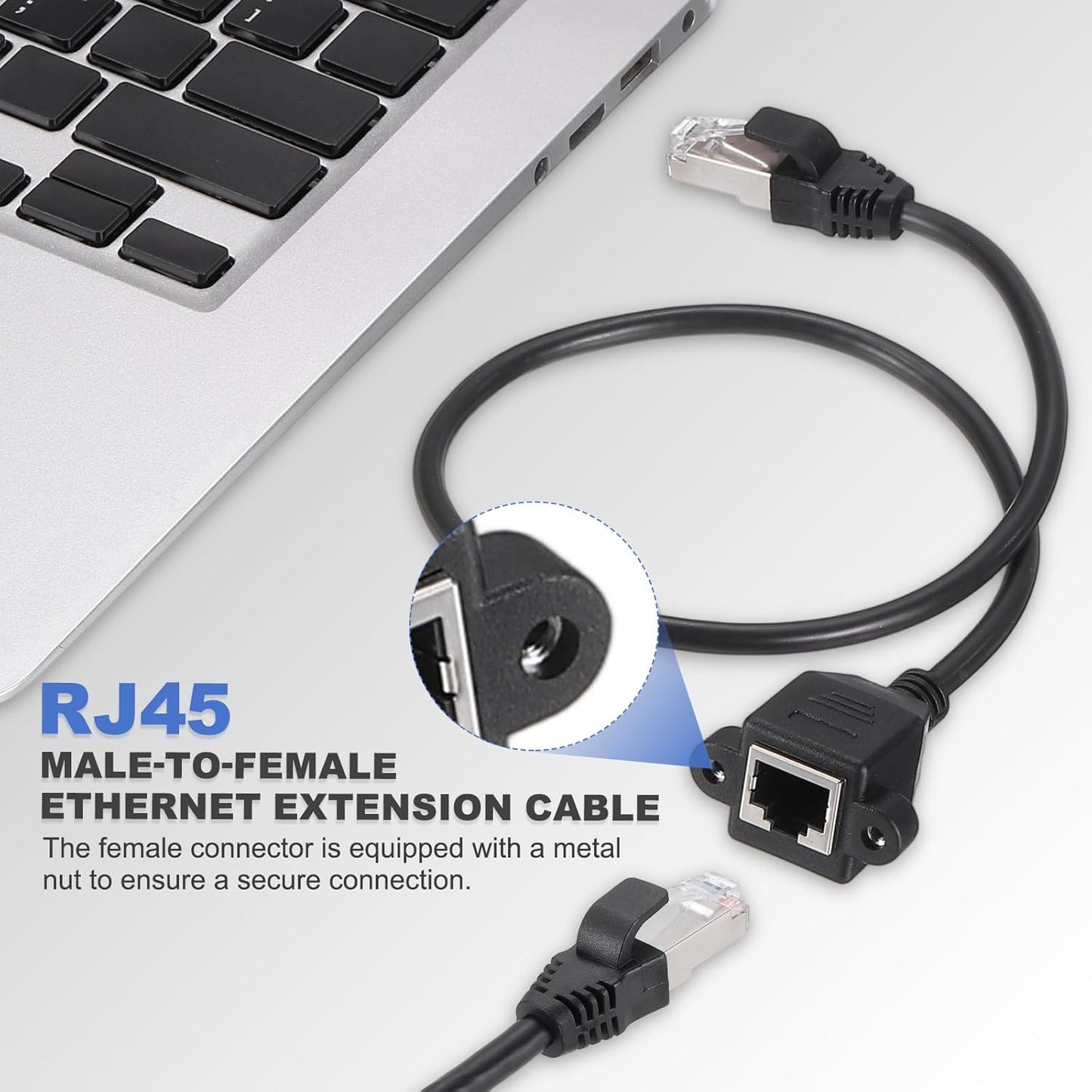 MECCANIXITY Cat6 Ethernet Extension Cable, 16.4Ft RJ45 Male to Female Screw Panel Mount Ethernet Cable Extender with 2pcs Screw for Router Modem PC Laptop Smart TV Printer