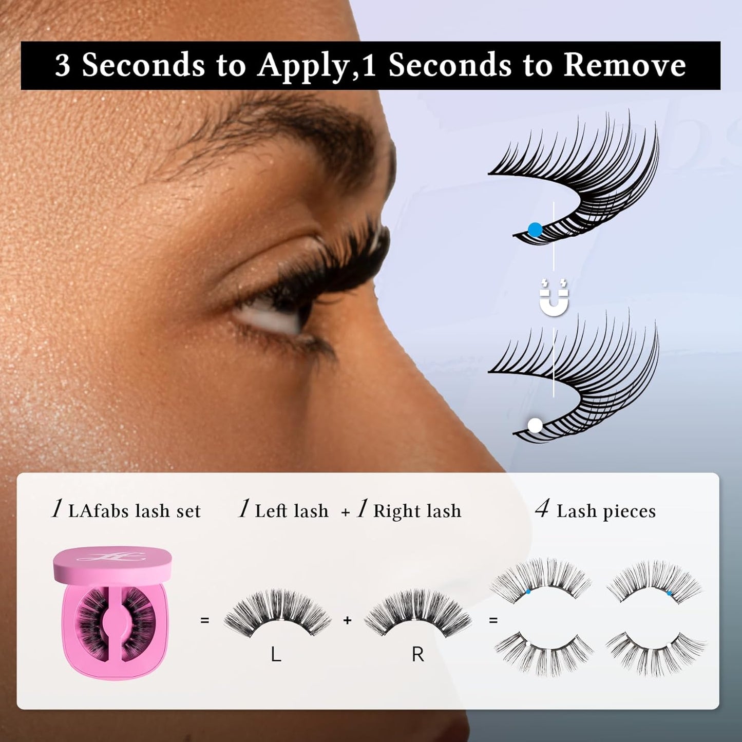 Magnetic Eyelashes, Bold Series Magnetic lashes with applicator, Reusable Glue-free False Eyelashes, Waterproof, Lightweight Fluffy lashes, Suit for Heavy Makeup