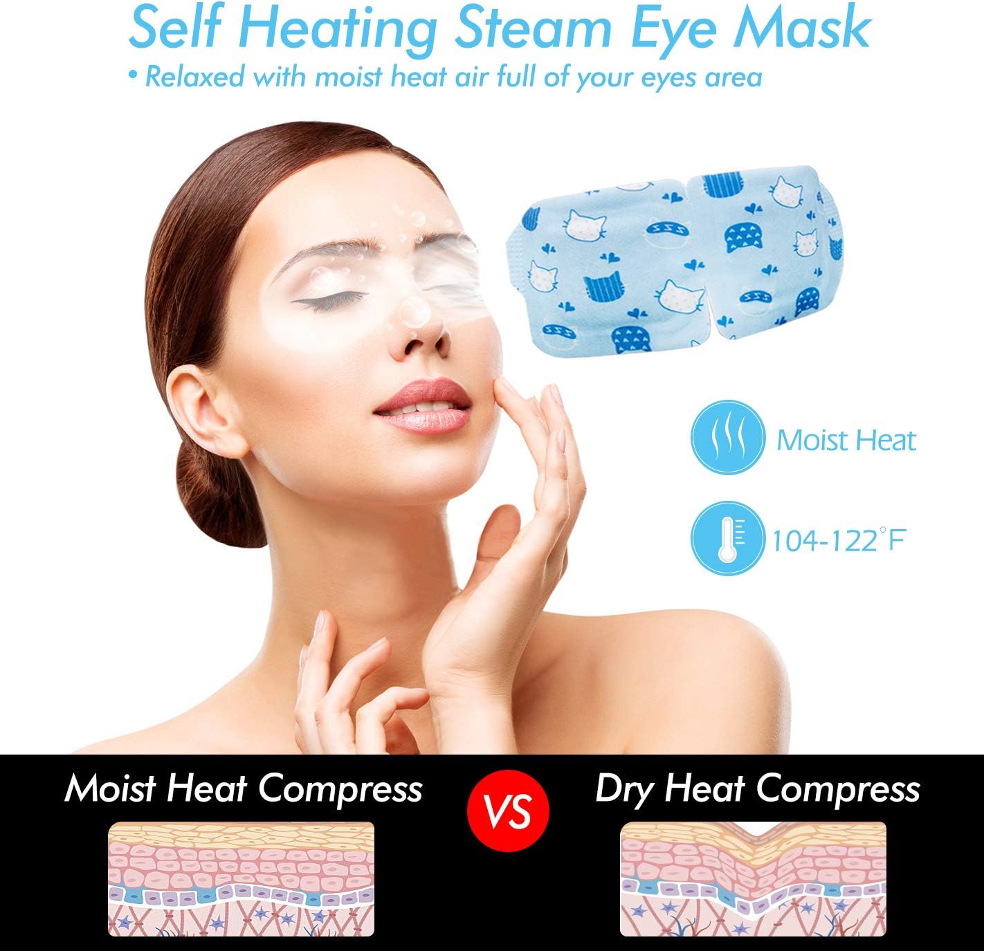 Jekeno Steam Eye Mask, 20 Packs Eye Masks for Dry Eyes Dark Circles and Puffiness, 40-60 Minutes Self Heated Steam Warm Eye Mask, Christmas Spa Gifts for Women
