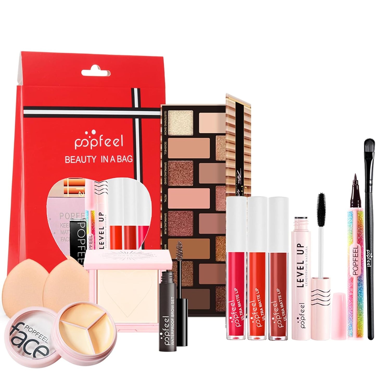 Teens Girls Makeup Kits, Multipurpose Women's Makeup Sets with Naked Eyeshadow Palette, Face Powder, Waterproof Eyeliner, Lipglolss, Makeup Sponge, Eyebrow Mascara, Cream Concealer