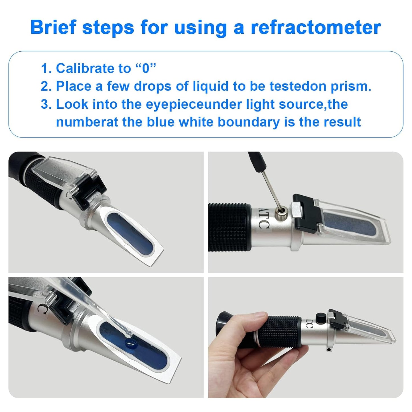 5-in-1 Refractometer for DEF Urea Concentration, Windshield Washer & PG/EG Antifreeze Freeze Point, Battery Specific Gravity - Refractometer for Coolant, Antifreeze, and Diesel Fluid