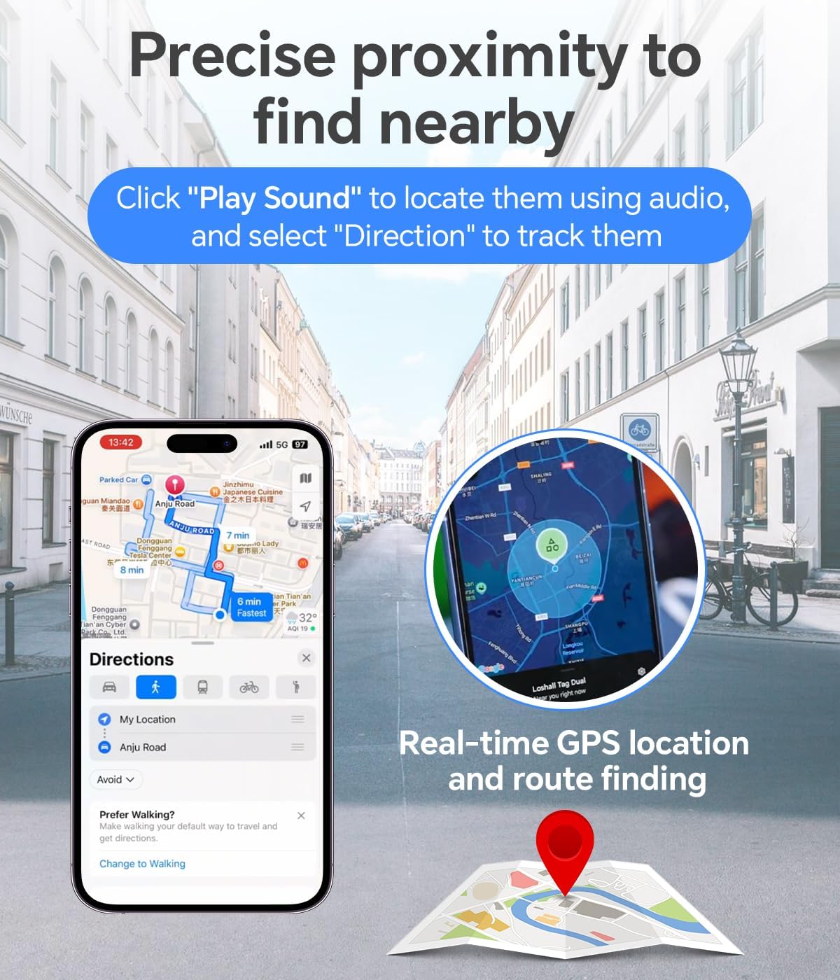 Air Tracker Tag, IP67 Waterproof Bluetooth Tracker, Keychain Finder, Item Locator Compatible with iOS and Android for Backpacks, Suitcases and Wallets, Cars, Keys and Cameras (White-2)