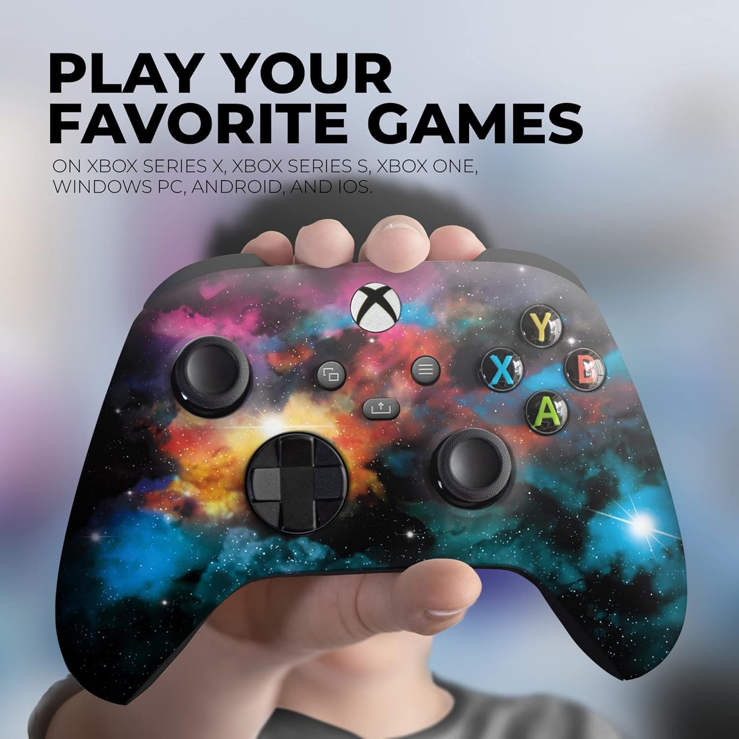 DreamController Galaxy Custom X-box Controller Wireless compatible with X-box One/X-box Series X/S Proudly Customized in USA with Permanent HYDRO-DIP Printing (NOT JUST A SKIN)