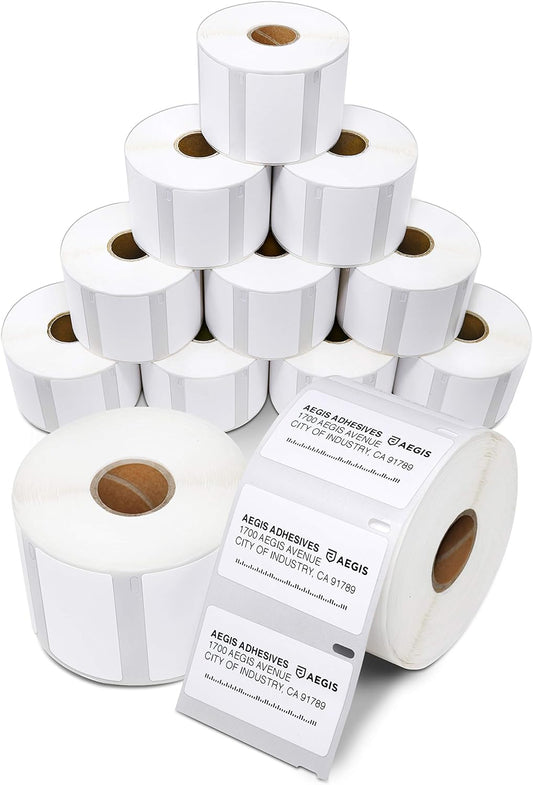 Aegis Adhesives - 2-1/4" X 1-1/4" Replacement for DYMO 30334 (12 Rolls/12000 Labels) Direct Thermal UPC Barcode Labels - Compatible with LabelWriter 450, 450 Turbo, 4XL Printers (NOT 550, 5XL)