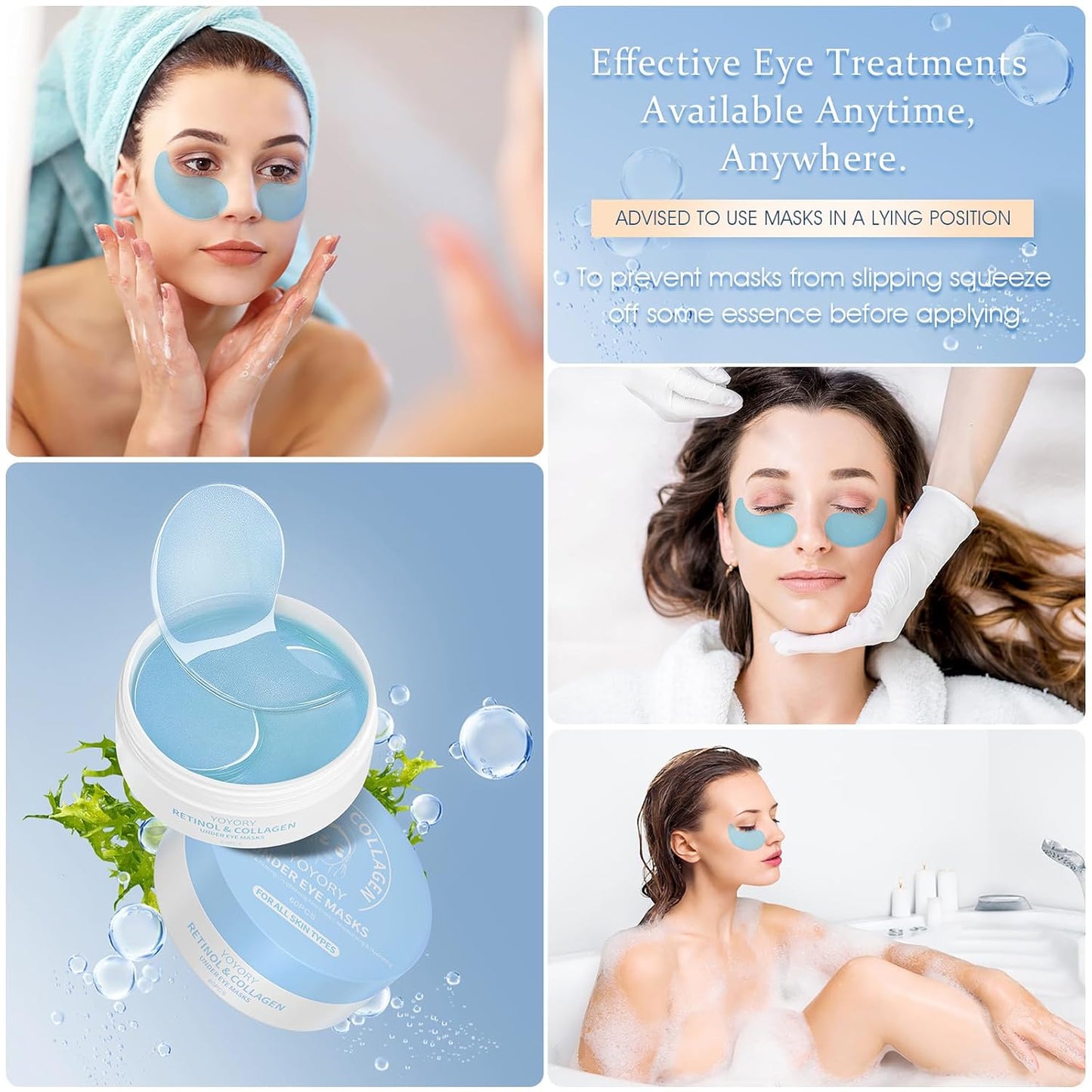 Under Eye Patches Masks - for Dark Circles, Puffy Eyes, Fine Lines, Wrinkles, Eye Bags Treatment with Collagen and Hyaluronic Acid, Moisturizing and Hydrating (60 Pcs)…