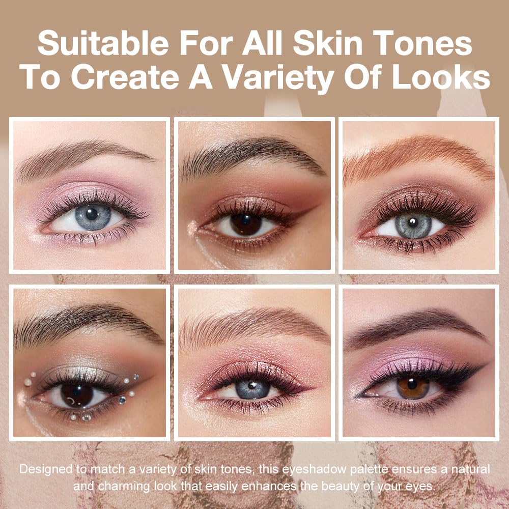 6 Colors Mini Pink Eye Shadow Palette Makeup for Older Women, Neutral Matte Shimmer Eyeshadow Palette Highly Pigmented Waterproof, paleta de sombras de ojos, Vegan & Cruelty-free, 08