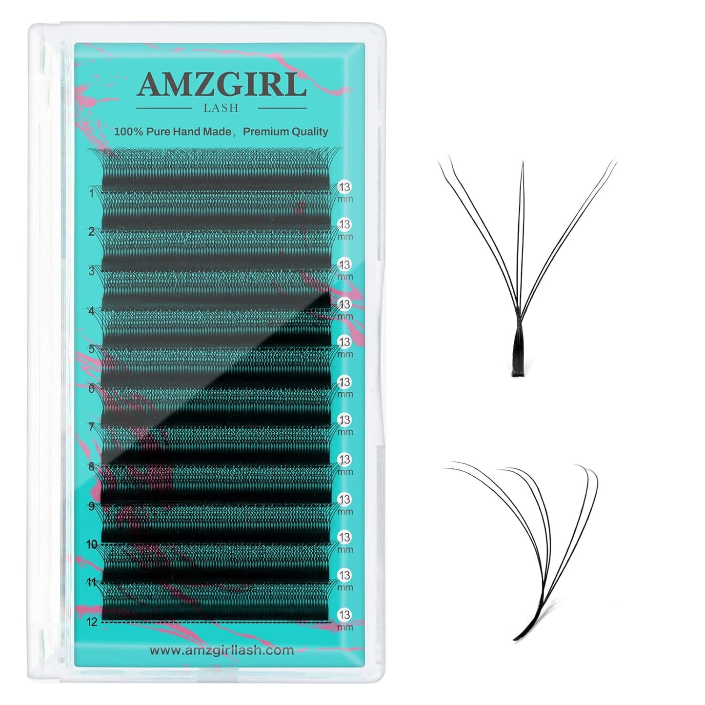 Lash Extensions Cashmere Volume Lash Extensions,6DW Premade Eyelashes Rapid Blooming Volume Eyelash Extension Mixed Tray/Single Length C D Curl for Lash Technicians(13mm)