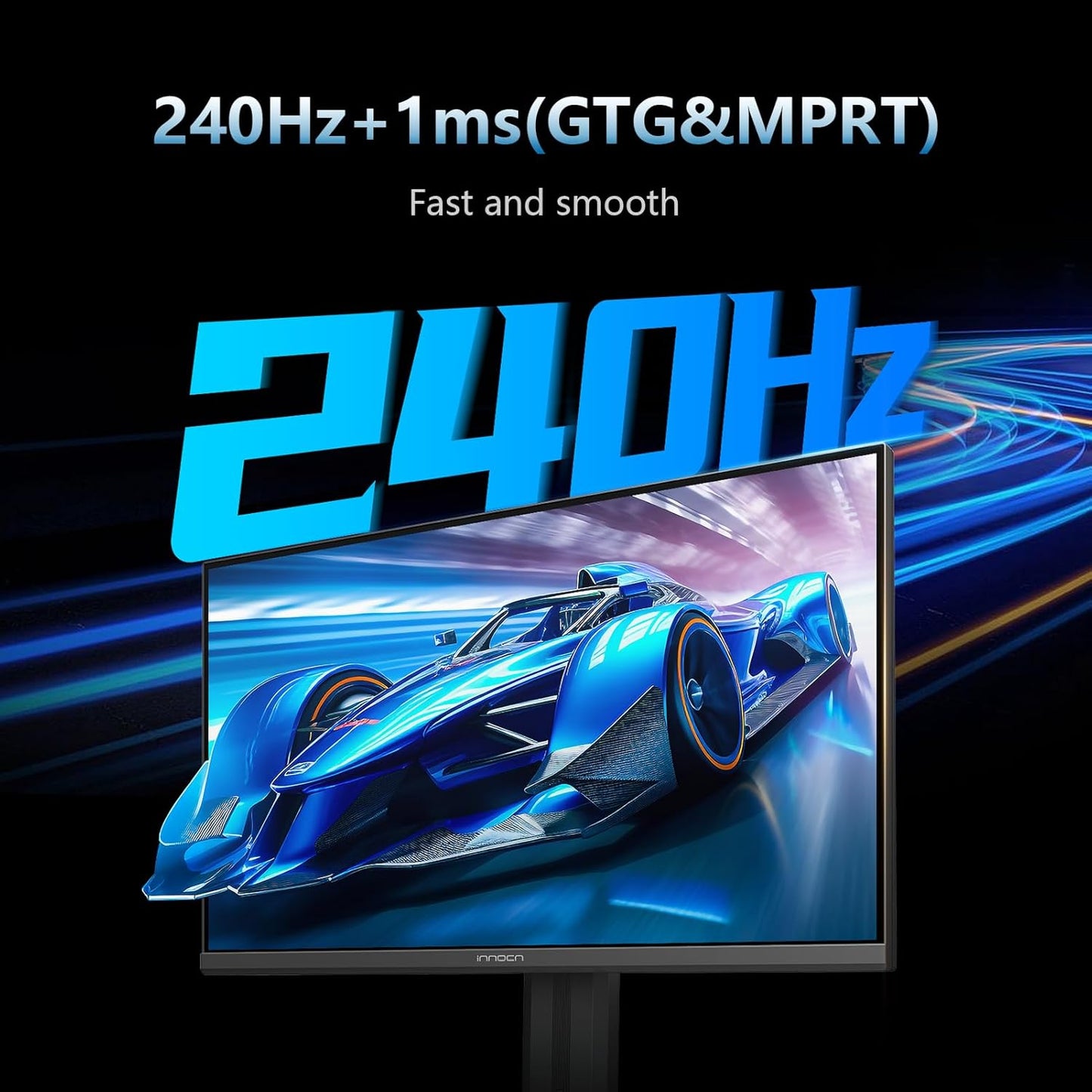 INNOCN 24.5" Monitor 1920 x 1080p 240Hz 1ms Gaming PC Computer IPS Display HDR400 HDMI, DisplayPort, Height/Pivot Adjustable Stand, Mountable, Black - 25G2H Plus