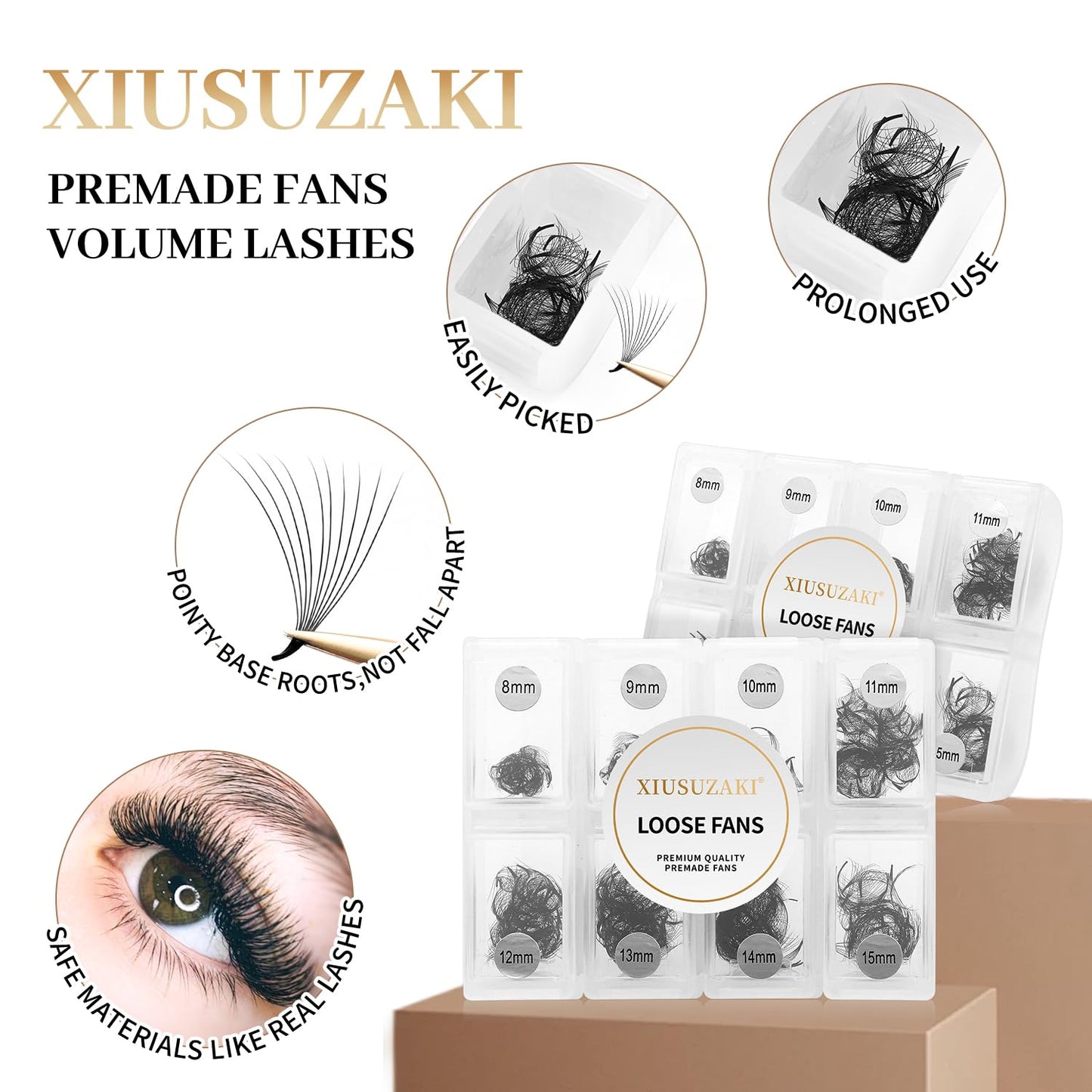 Premade Fans Eyelash Extensions 600 Fans 14D Volume Lash Extensions 0.05 Thickness Eyelash Extension D Curl Premade Lash Fans Mix 8-15mm Fluffy Soft Handmade Loose Fan(600Fans-14D-0.05-D,8-15mm)