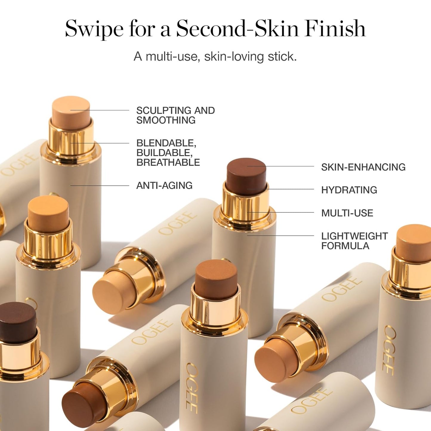 Ogee Sculpted Complexion Foundation Stick (Willow 3.00C - Medium Light, Peach-Beige Undertones) Full Coverage Foundation Makeup - Instantly Balance & Even Complexion - 70% Organic Ingredients