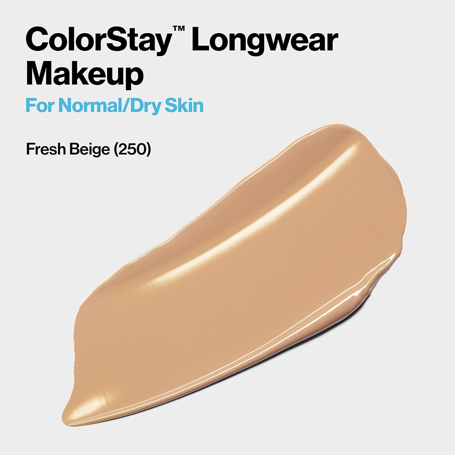 Revlon Liquid Foundation, ColorStay Face Makeup for Normal & Dry Skin, SPF 20, Longwear Medium-Full Coverage with Natural Finish, Oil Free, 250 Fresh Beige, 1 Fl Oz