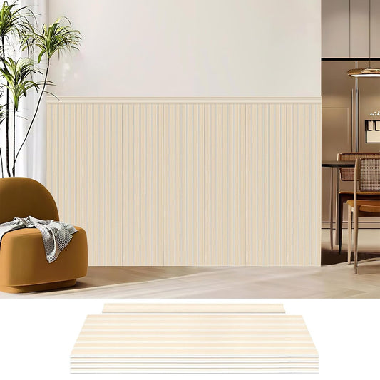 Art3d Wainscoting Wall Panel Kit, 37.8" Tall Beadboard Panels for Walls, Polystyrene Board and Batten Wall Panel Kit, Easy DIY Decorative Trim for Living Room, Kitchen, Bedroom – Covers 31 Sq.Ft