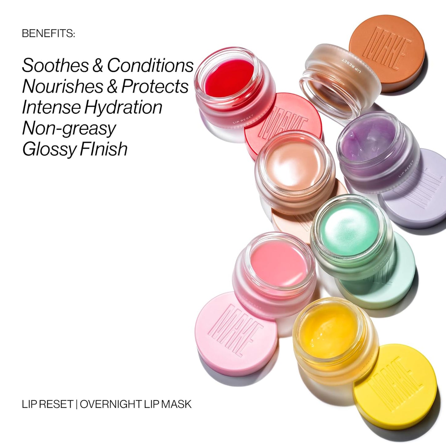 MAKE Beauty Lip Reset Overnight Lip Mask. Nourishing, Hydrating Treatment for Dry, Flaky. Plumps, Softens, and Smooths. Mystic Mint Flavor