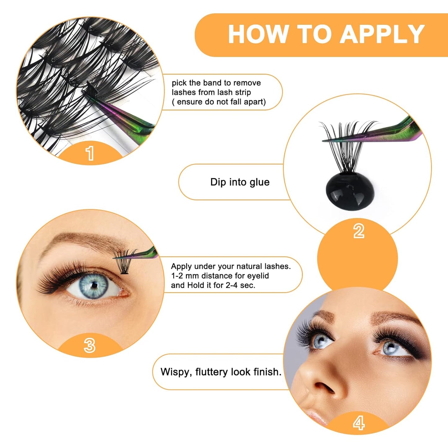 B&Qaugen False Eyelash, 280 Clusters Individual Lashes, 50D, Vegan, Cruelty Free
