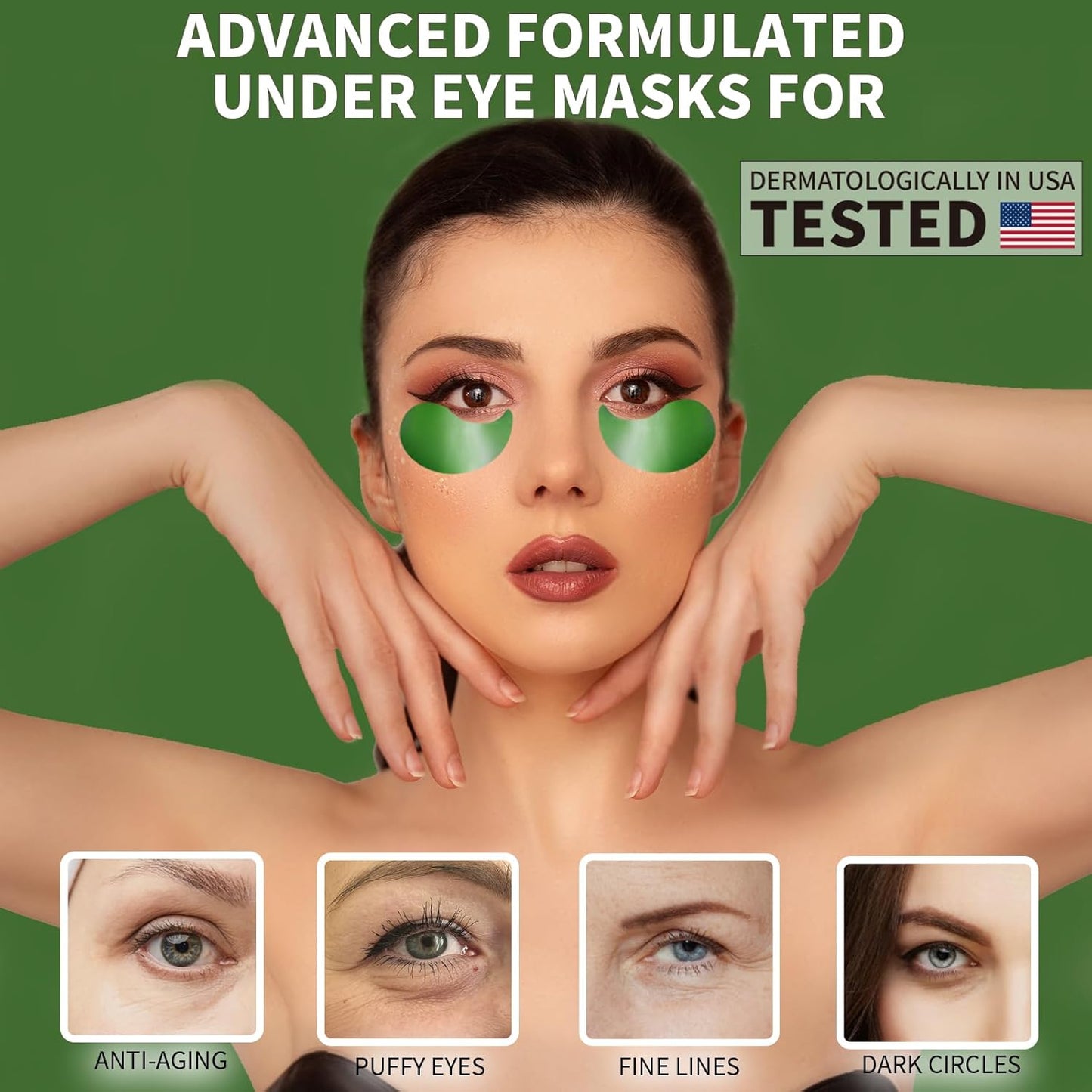 Under Eye Patches 70PCS, Green Tea Eye Patches for Puffy Eyes Treatment, Under Eye Masks for Dark Circles and Puffiness, Non-Irritating Eye Mask Skincare, Eye Gel Pads, Eyes Bags Treatment