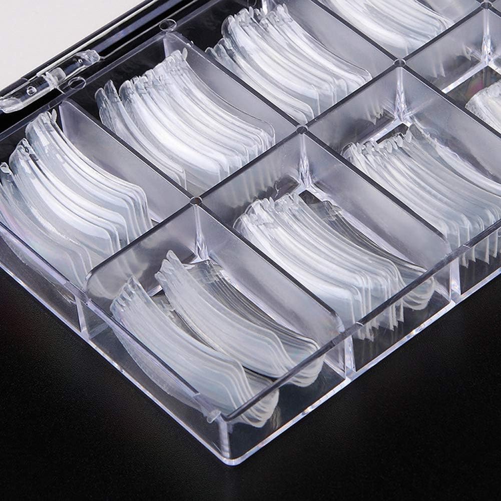 EBANKU 100 PCS Clear Nail Extension Form Tips Dual Nail Mold Full Cover UV Polygel Gel Tools Acrylic Nail System Forms Set with Black Dual-Ended Polygel Brush & Picker 5Pcs Nail Tips Clip (Pink)