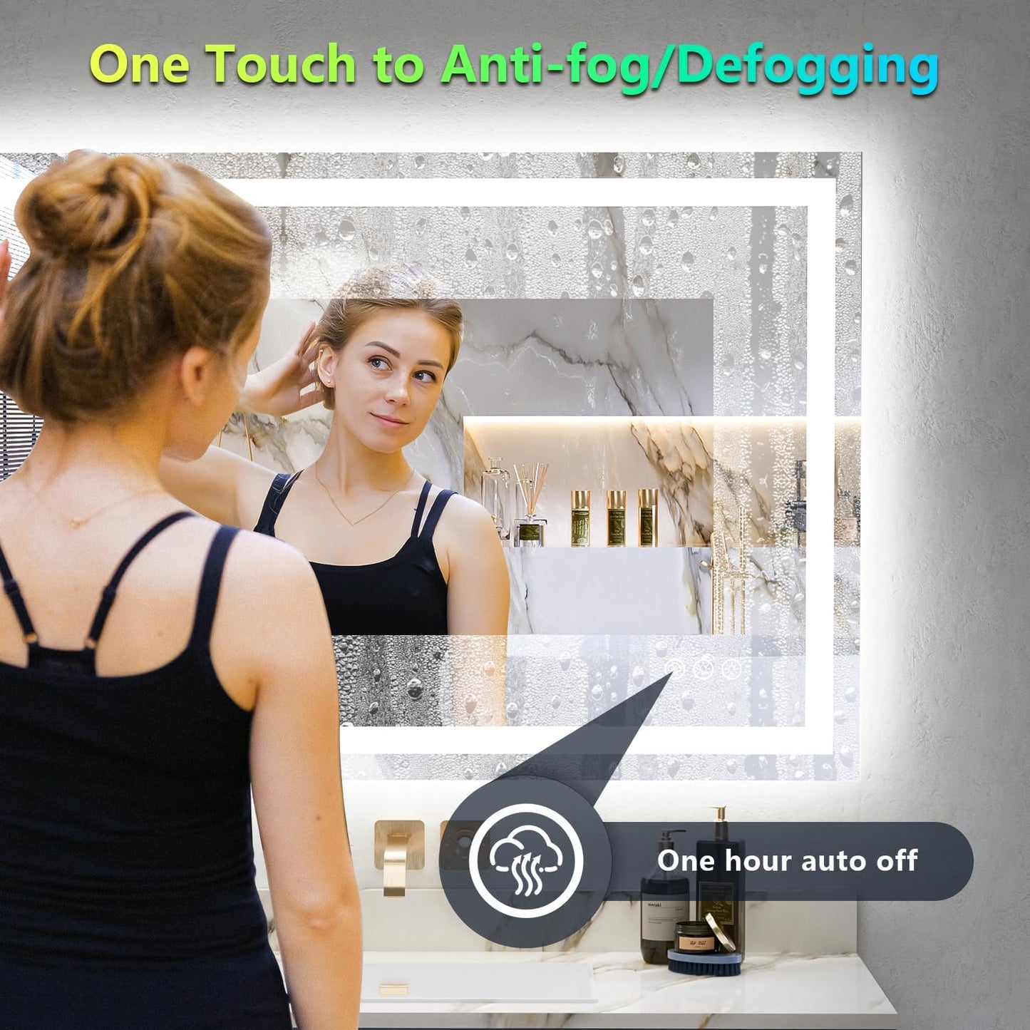 36x30 Inch RGB LED Bathroom Mirror Front Light and RGB Backlit Lighted Vanity Mirror for Bathroom Wall Mounted Dimmable Anti Fog Memory Shatter-Proof IP54 Waterproof Horizontal/Vertical