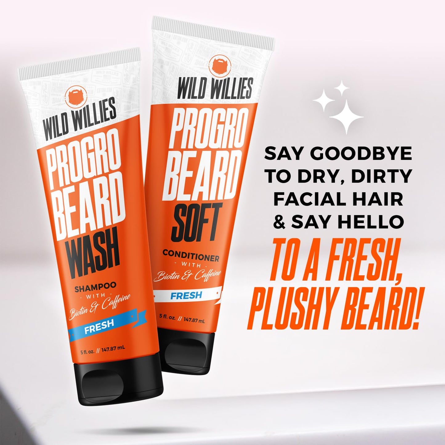 Wild Willies Beard Grooming Kit - Beard Straightener for Men, PROGRO - Fortified with Biotin & Caffeine for Hair Growth, Wash, Hydration - Ionic 2-in-1 Heated Comb Brush, Made in USA