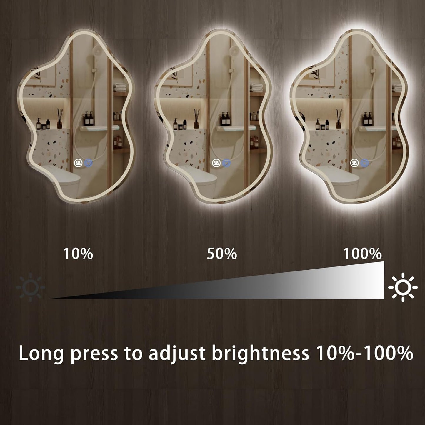 32"x 22" Irregular LED Bathroom Mirror with Lights,Cloud Smart LED Mirror for Bathroom,Dimmable Lighted Bathroom Mirror with Anti-Fog, Backlit and Front Lighted Asymmetrical Vanity Mirror