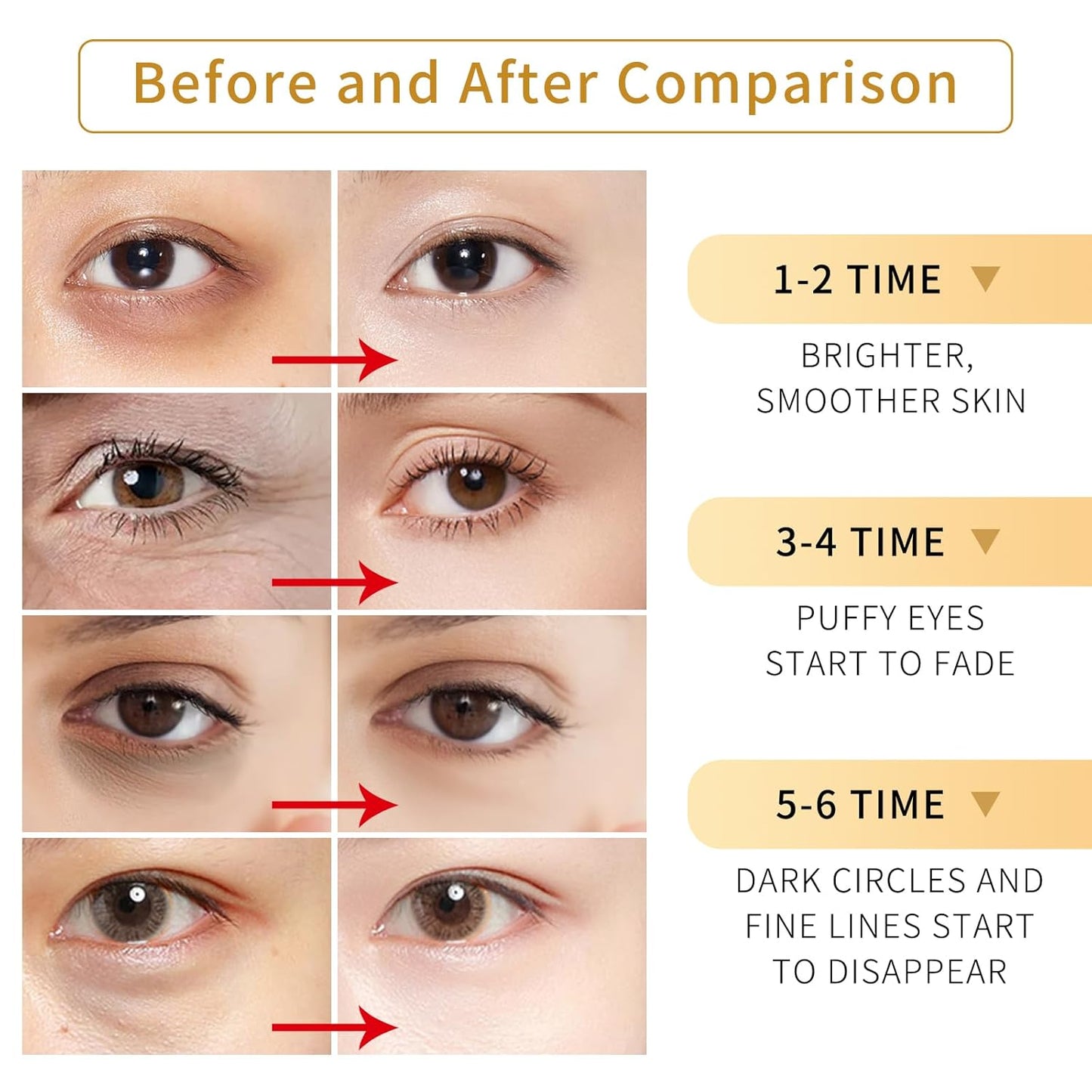 Under Eye Patches - 60 Pieces - 24k Gold Eye Mask - Anti-Aging - Contains Collagen and Hyaluronic Acid - Removes Dark Circles, Puffiness and Wrinkles, Moisturizes - Home Beauty
