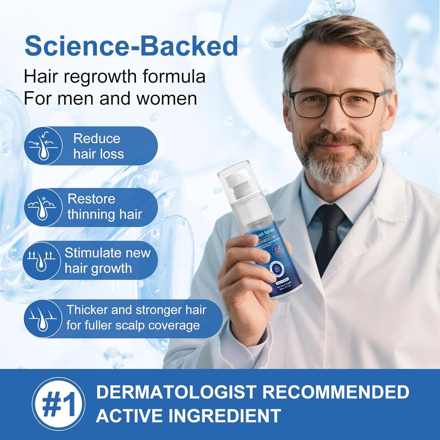 5% Minoxidil for Men and Women, Regrowth Serum, Extra Strength Spray for Hair Loss, Minoxidil 5 Percent, Thicker Healthier Hair, Beard Growth Kit, Topical Treatment, 60ml x 7 Bottles（Extra Strength）