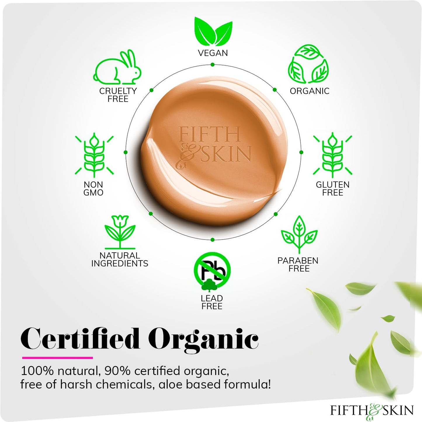 Fifth & Skin: Better’n Ur Skin Liquid Foundation (MEDIUM TAN) - Natural, Organic, Vegan, Cruelty-Free - Gluten-Free Beauty with Buildable Coverage and Palm-Free Luxury - 1 oz