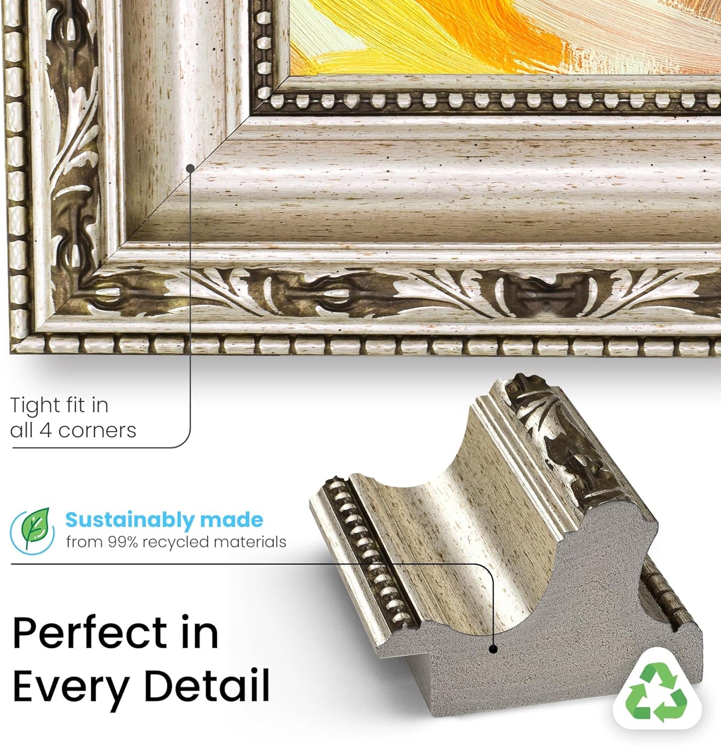 Ornate Silver 43" Premiere Deco TV Frame - Compatible ONLY with Samsung The Frame TVs (Fits 2021-2025, LS03A, LS03B, LS03C, LS03D, LS03FA)