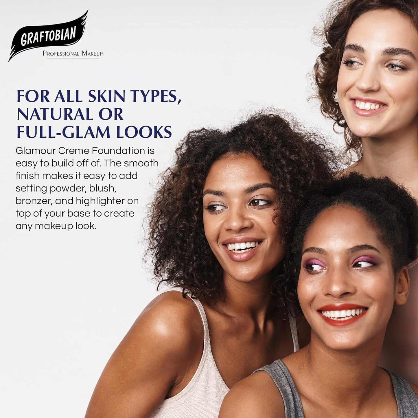 Graftobian HD Glamour Crème Foundation 1/2oz, Weightless Full Coverage Makeup, 65 Inclusive Shades, For All Skin Types, Natural or Full-Glam Looks, For Professionals and Beginners, Diva