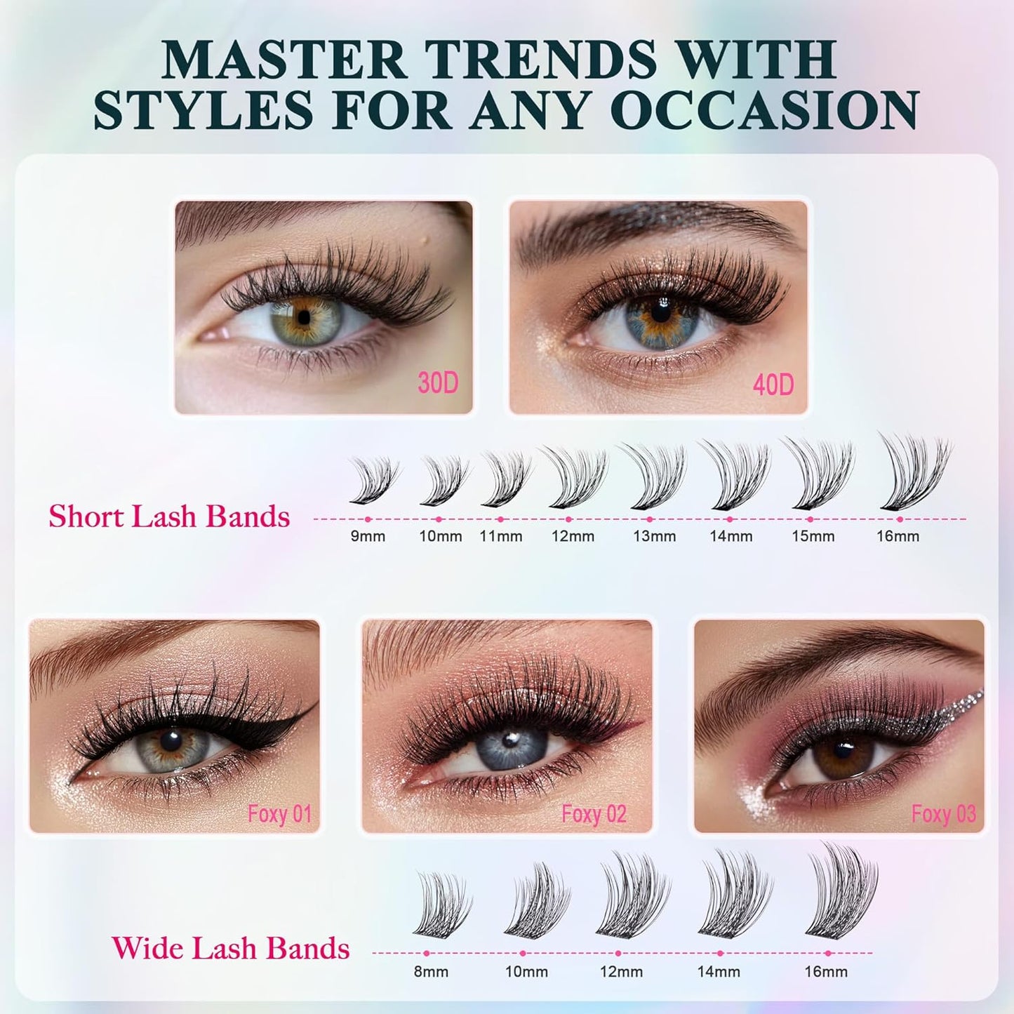 Foxy Beauty Wispy Lash Clusters - 536Pcs Natural 8-16MM EyeLash Clusters 30D 40D & Foxy Lashes For Natural Look D Curl Lash Clusters For DIY Lashes At Home