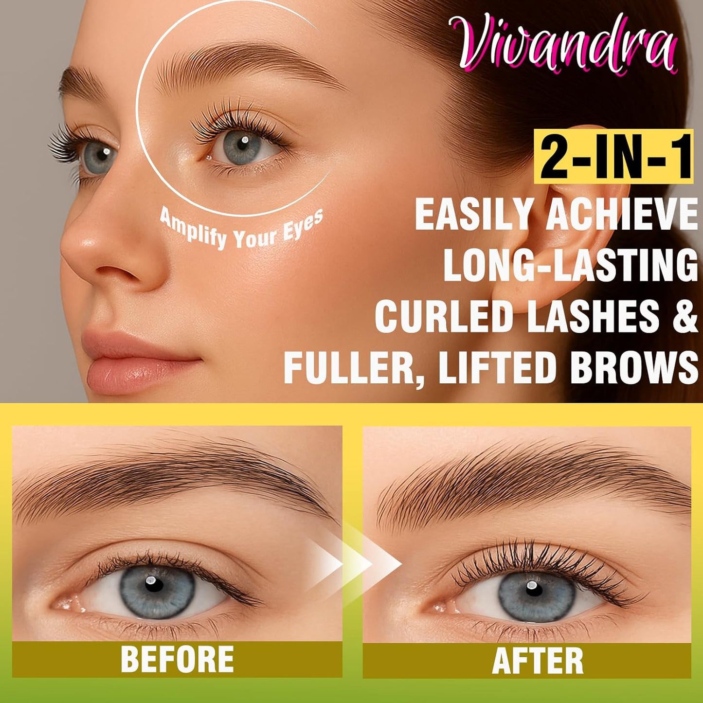 Lash Lift Kit and Brow Lamination Kit 2-IN-1, Professional Eyelash Lift & Eyebrow Lamination for Fuller Brows & Long-Lasting Curl, At Home Salon-Quality DIY Kit with Easy Instructions