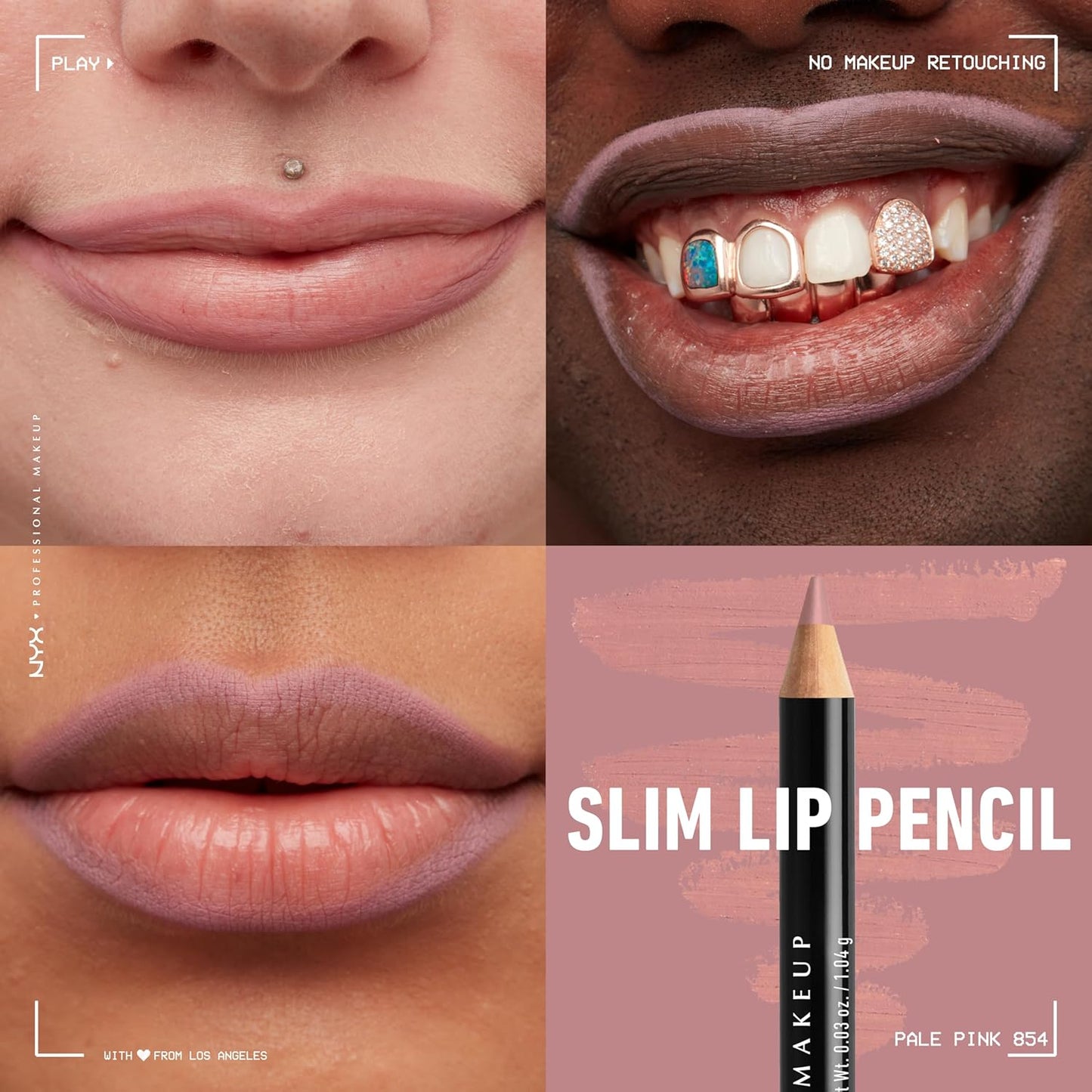 NYX PROFESSIONAL MAKEUP Slim Lip Pencil, Long-Lasting Creamy Lip Liner - Pale Pink