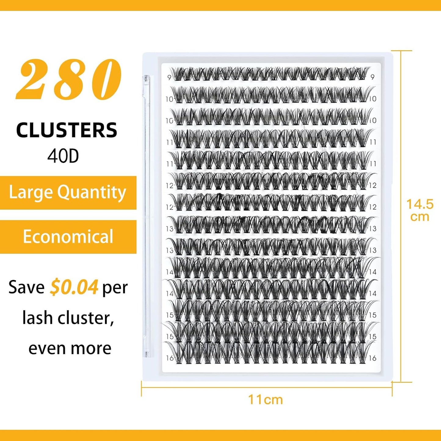 B&Qaugen Lash Clusters 40D-C-9-16MIX Individual Lashes 280 Clusters False Eyelash 20D 30D 40D Lash Clusters Extensions Individual Lashes Cluster DIY Eyelash Extensions at Home (40D-C,9-16MIX)