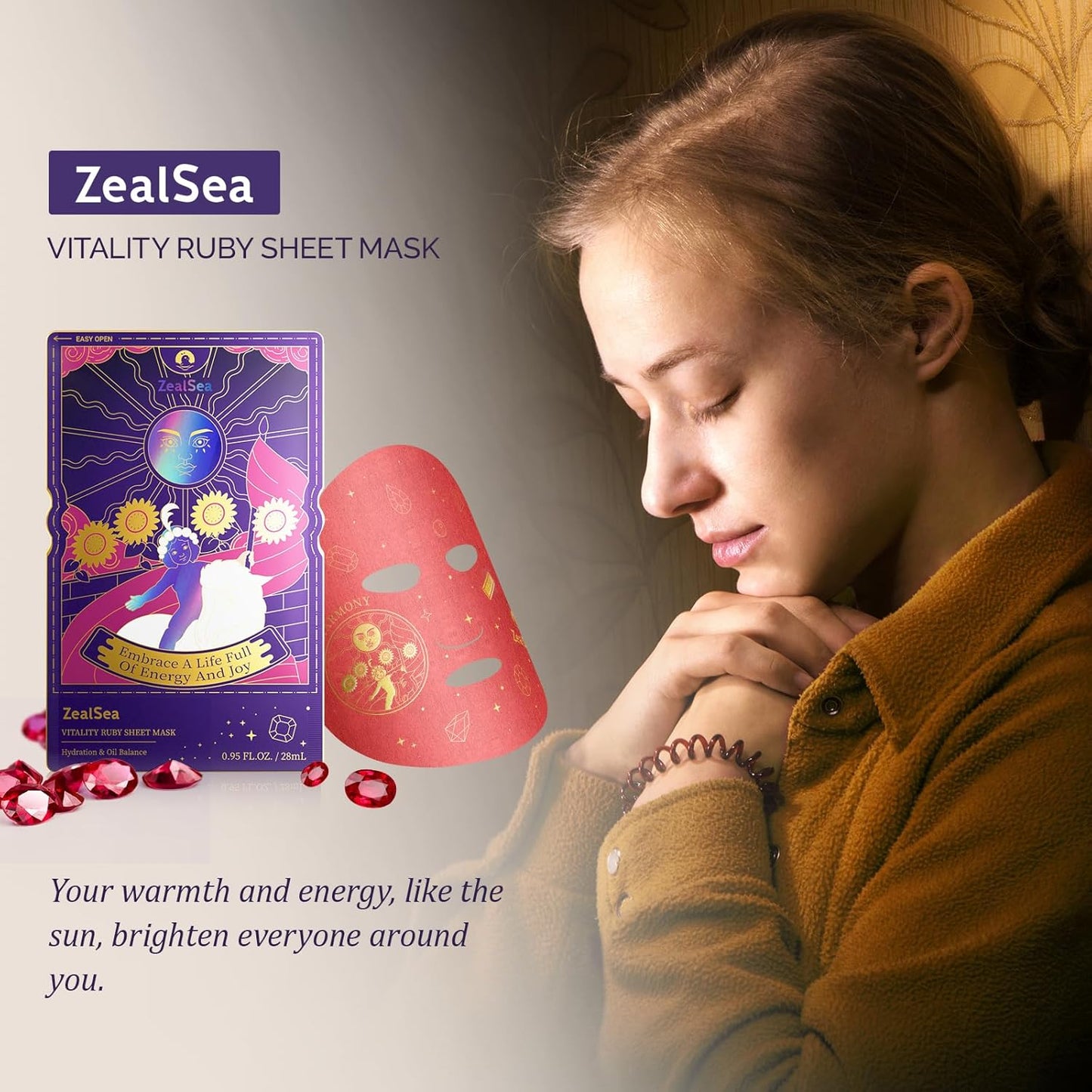 ZealSea Collagen Face Mask Skincare for Anti Aging, Hydrating Face Masks, Oat Peptide Face Mask for Wrinkles & Fine Lines, Beauty Sheet Mask, Self Care Gift for at Home Spa Party pack of 2