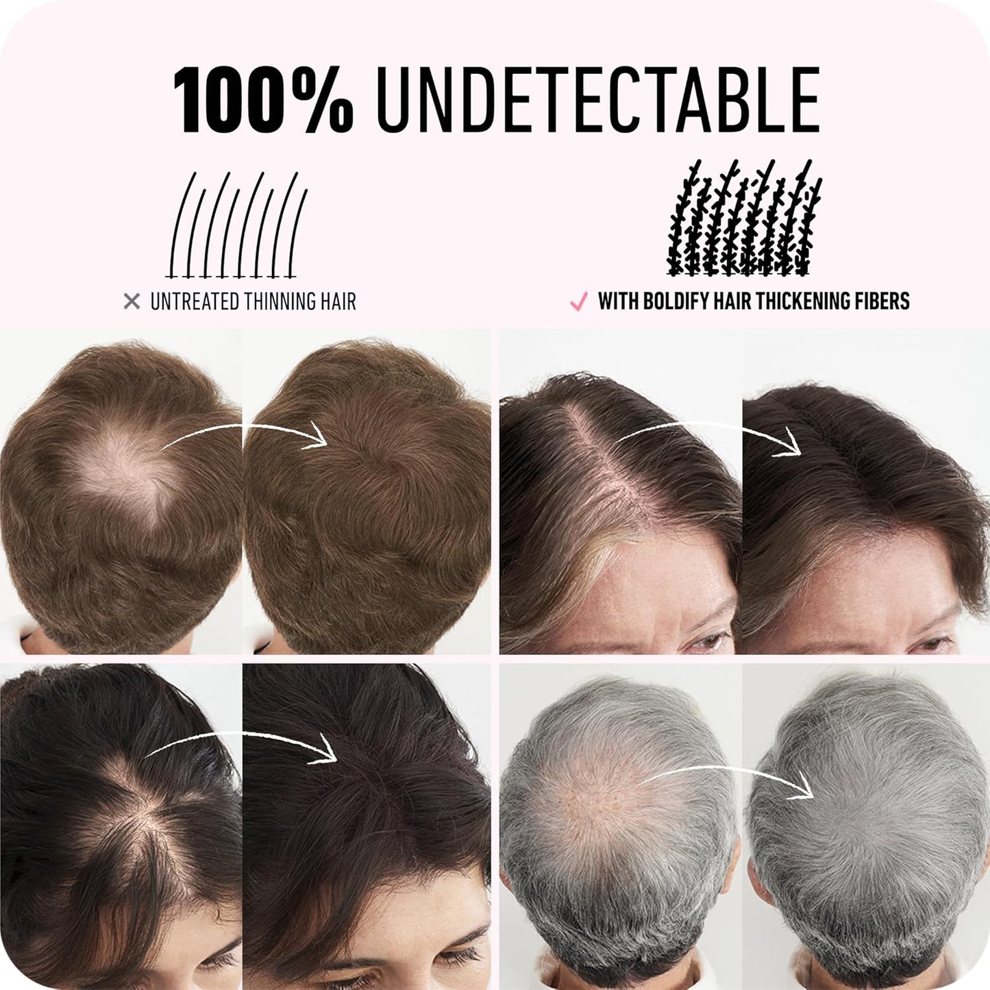 BOLDIFY Hair Fibers (12.5g) - Fill In Thinning and Fine Hair for an Instantly Fuller, Thicker Look - 14 Shades for Women & Men - Light Brown