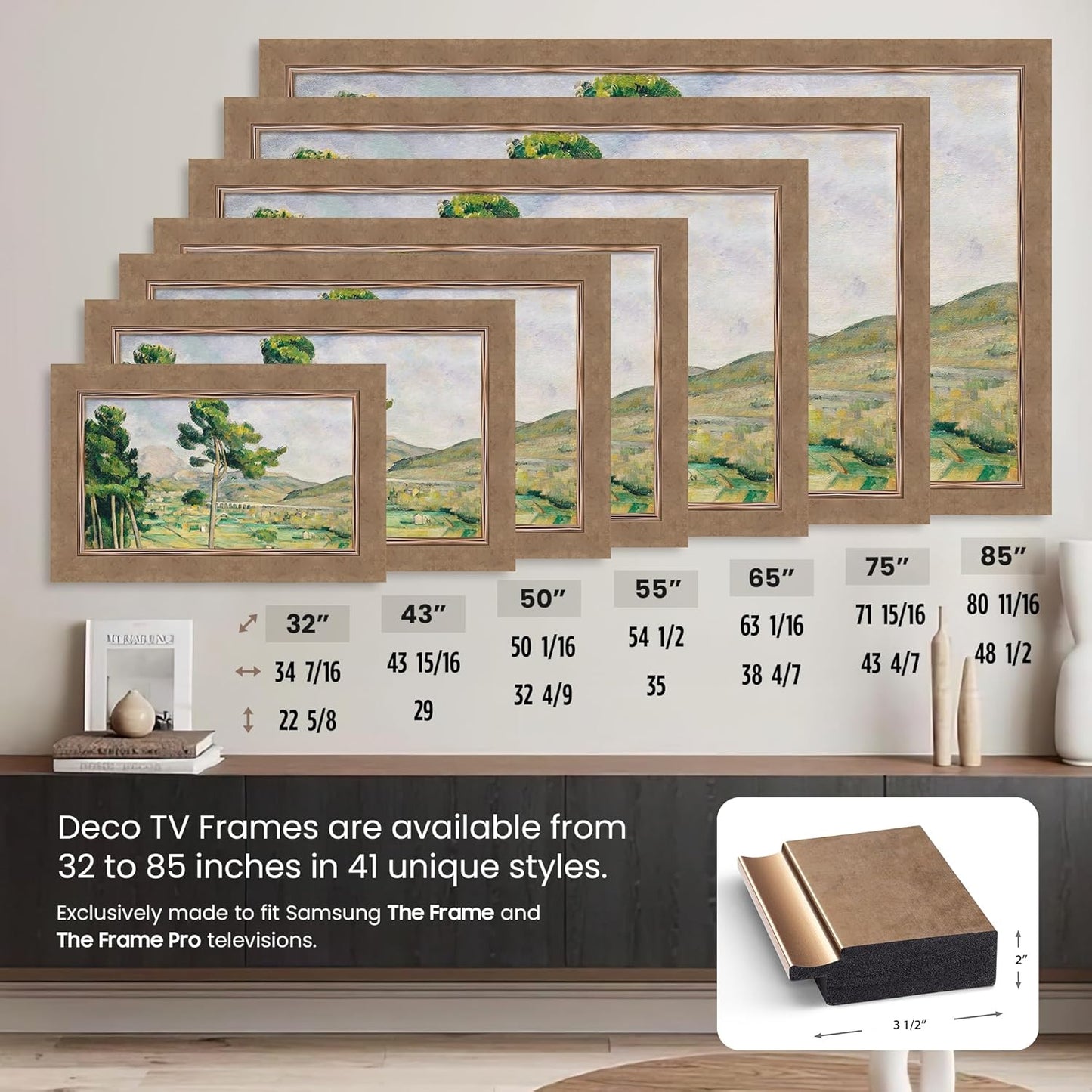 Contemporary Bronze 32" Premiere Deco TV Frame - Compatible ONLY with Samsung The Frame TVs (Fits 2021-2025, LS03A, LS03B, LS03C, LS03D, LS03FA)