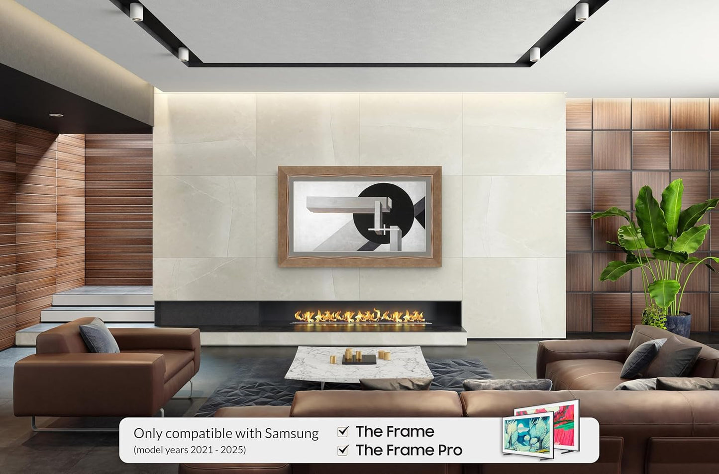 Contemporary Bronze 85" Premiere Deco TV Frame - Compatible ONLY with Samsung The Frame TV and Pro TVs (Fits 2021-2025, LS03A, LS03B,LS03C,LS03D,LS03FA,LS03FW)