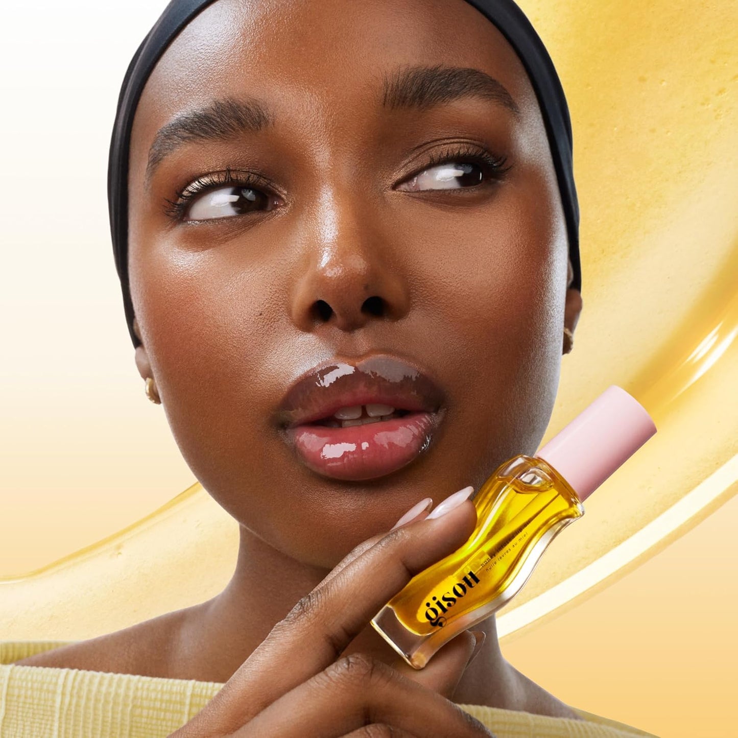Gisou Honey Infused Hydrating Lip Oil, Nourishing Moisturizer for Dry Lips, High Shine, Smooth Finish, Clear Golden Glow, Fresh Honey Scent, 8ml