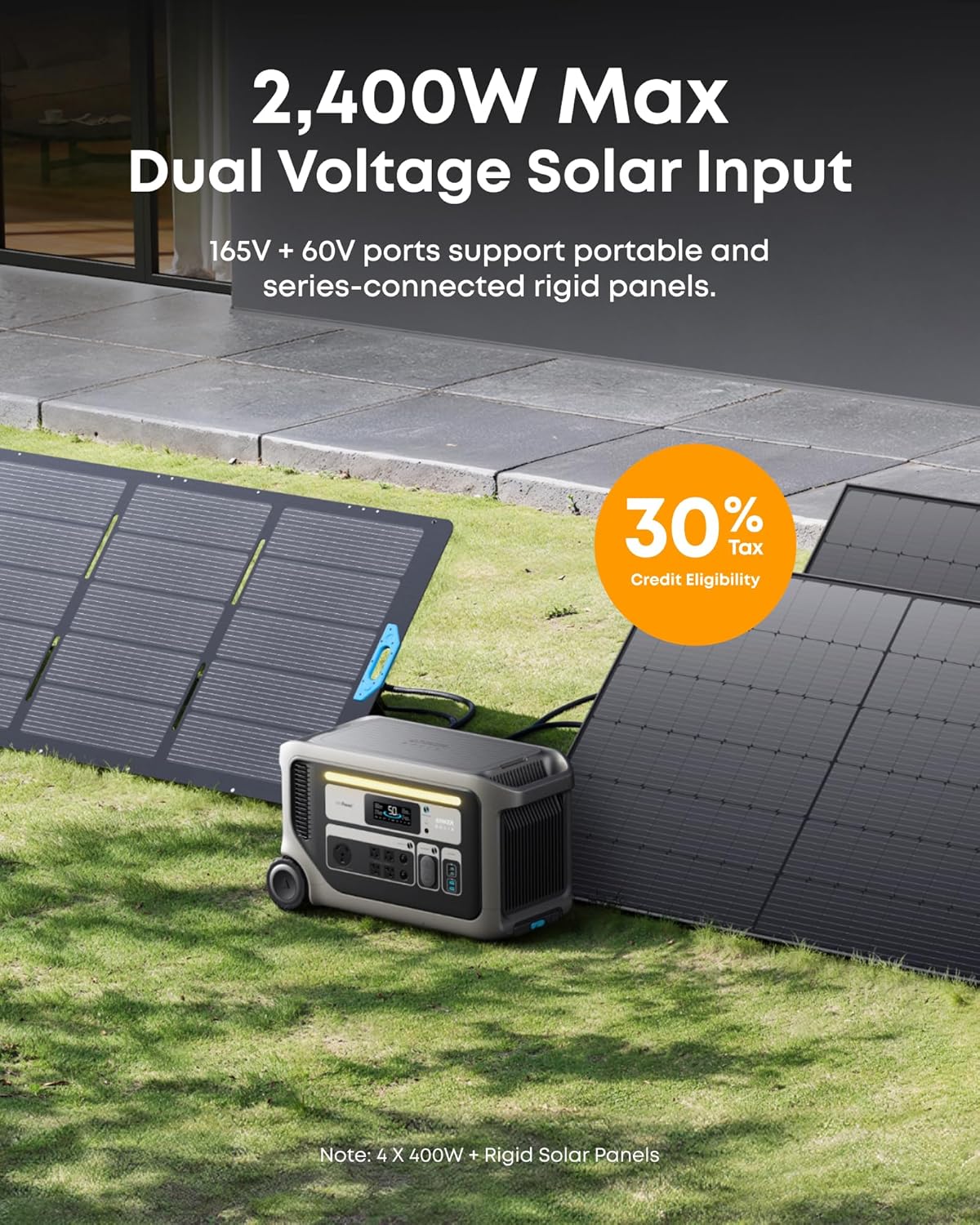 Anker SOLIX F3000 Portable Power Station with 4× 400W Solar Panels, 3,072Wh, 6,000W Recharging, Expandable to 24kWh, Solar Generators for Home Use, For Power Outages, RVs, Emergencies