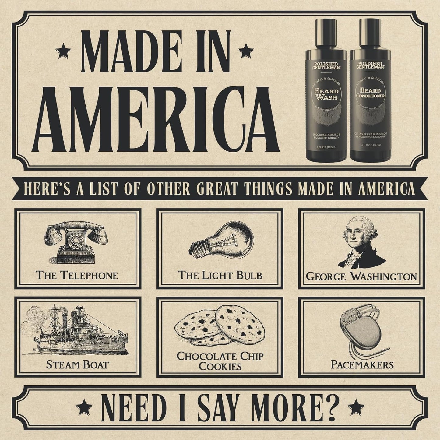 Polished Gentleman Beard Wash and Conditioner Set - Softens and Strengthens - Beard Shampoo with Growth Oil - Moisturizer & Beard Thickener - Tea Tree Unscented - Paraben-Free & Sulfate-Free (4oz)