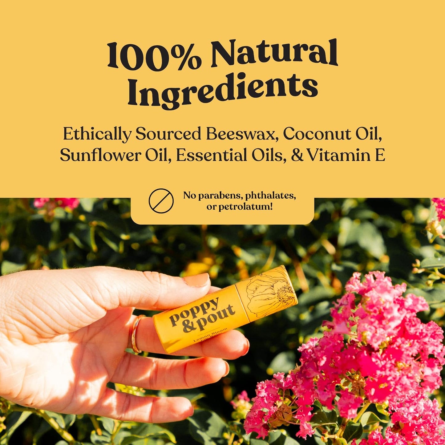 Jumbo Lip Balm Gift Set (5-Pack) | Poppy & Pout All Natural Lip Balms & Moisturizers | Hydrates with Beeswax, Vitamin E, Organic Coconut Oil | Cruelty-Free | Lip Balm in Recyclable Cardboard Tube