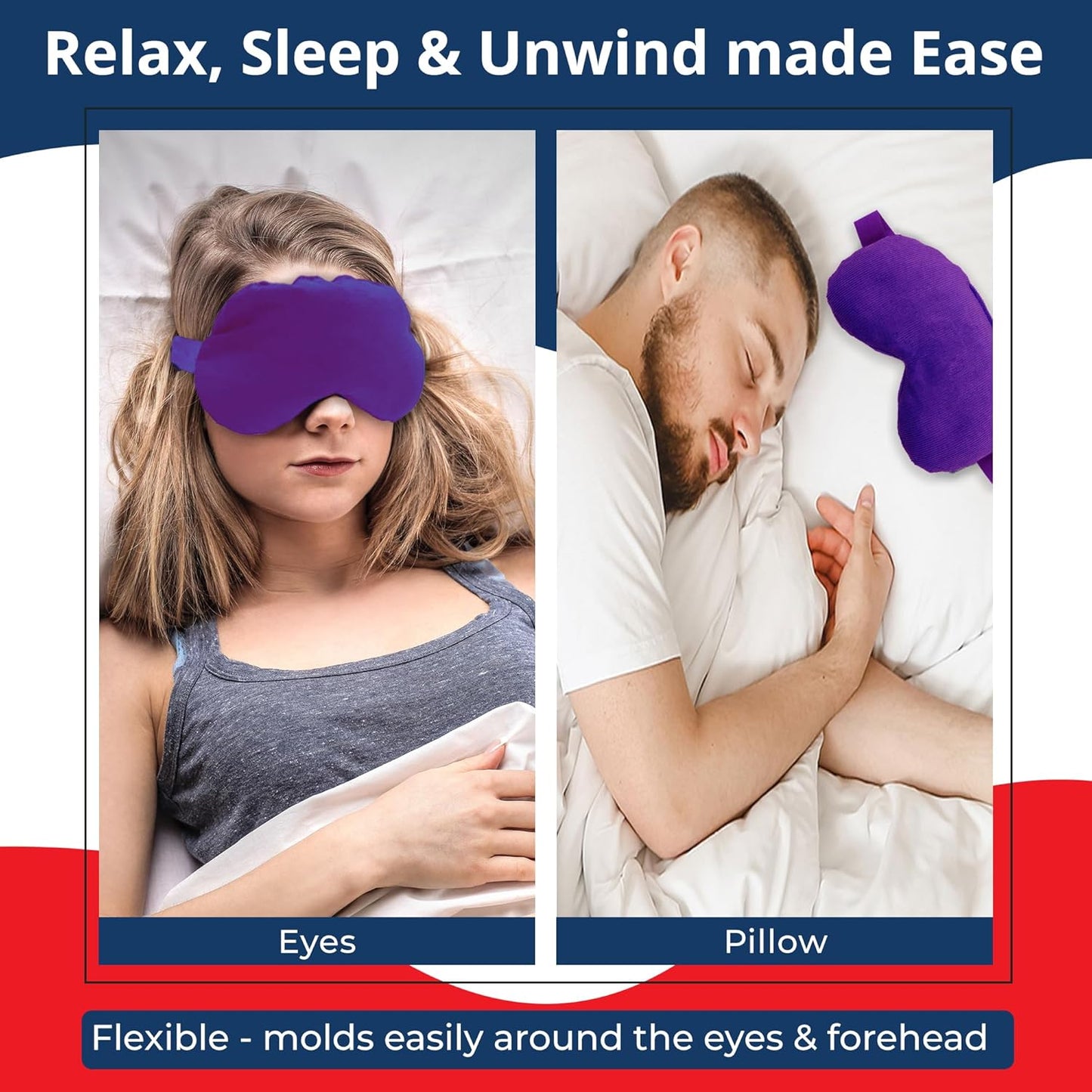 Lavender Lavender Eye Mask Pillow - Weighted Eye Mask for Relaxation, Yoga and Stress Relief - Cold Therapy Lavender Eye Masks for Women, Men - 1 Eye Mask Purple